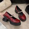 Fashion Comemore Mary Jane Single Shoe Women Spring Autumn Chunky High Heeled Female Shoes Casual Thick Bottom Pearl Retro Loafers Pumps