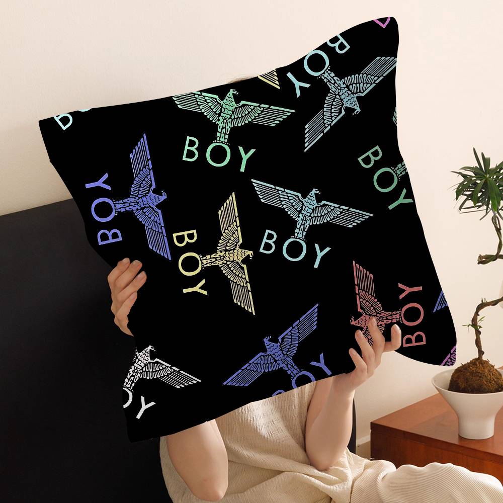 Classic B-Boy L-London Logo Pillow Covers Cartoon Sofa Decorative Home Double-Sided Printing Short Plush Cute Cushion Cover