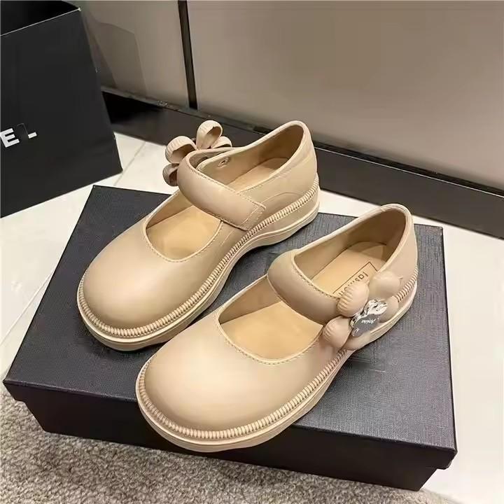 New British Single Shoe Waterproof Low Cut Retro Footwear with Soft Soles, Floral and Stylish Mary Jane Women's Shoes