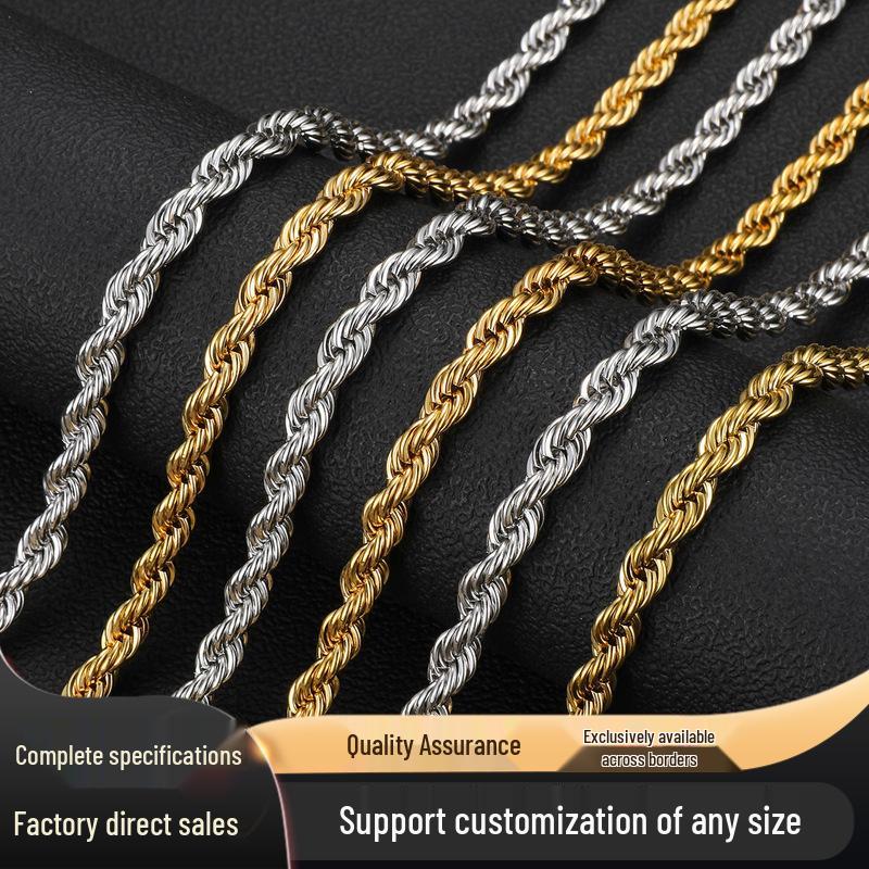 Ожерелье-подвеска из нержавеющей стали с позолоченной цепочкой в стиле твист - Модные хип-хоп украшения для мужчин