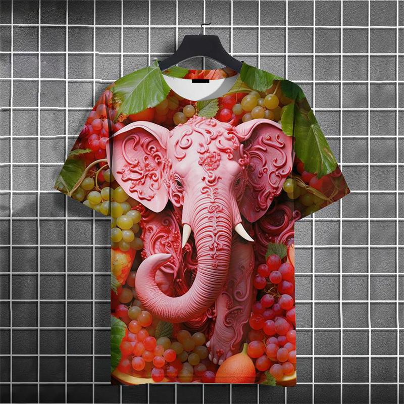 Летний дышащий топ с круглым вырезом и коротким рукавом, 3D-печать с рисунком животного, Арт, Африканский слон, Мужская футболка