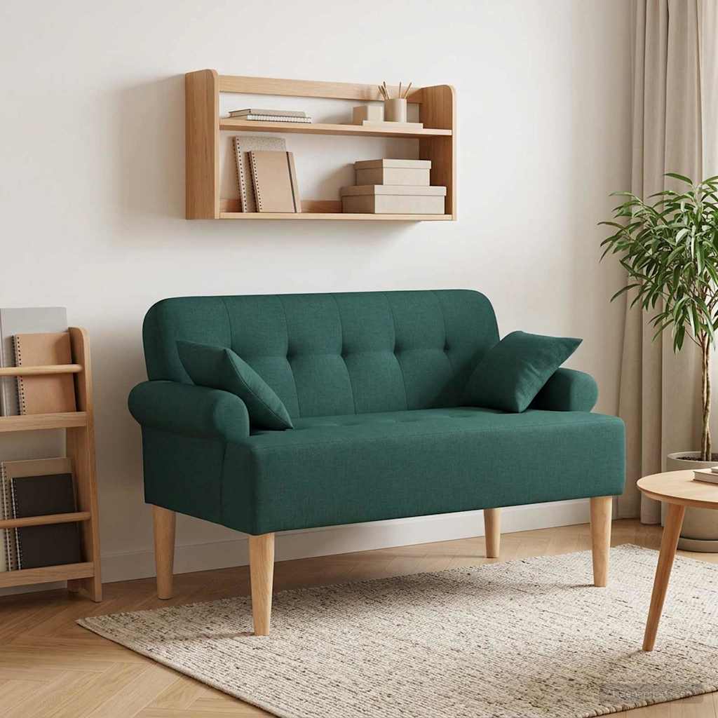 Two Seater with Button Tufting Dark Green 120 x 65 x 79 cm Fabric