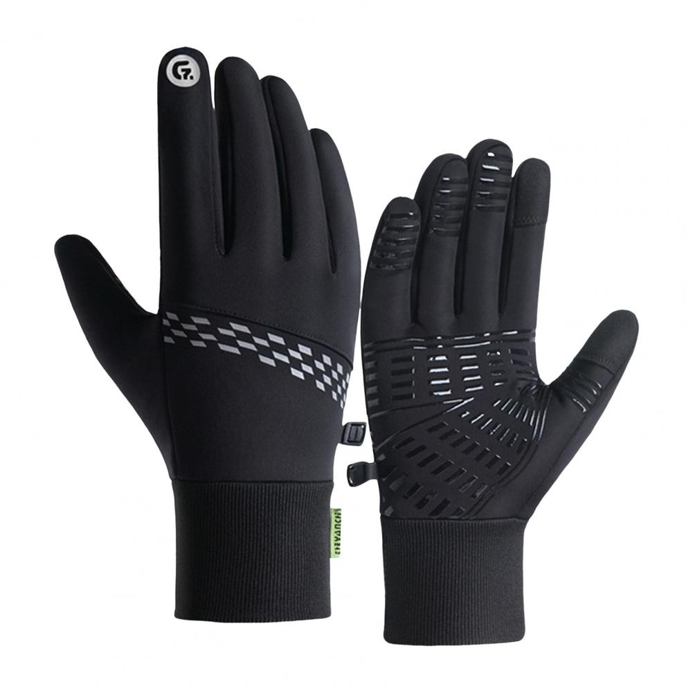 1 Pair Cycling Thermal Gloves Waterproof Windproof Winter Touchscreen Non-Slip Silicone Grip Fleece Lined Warm Gloves for Skiing