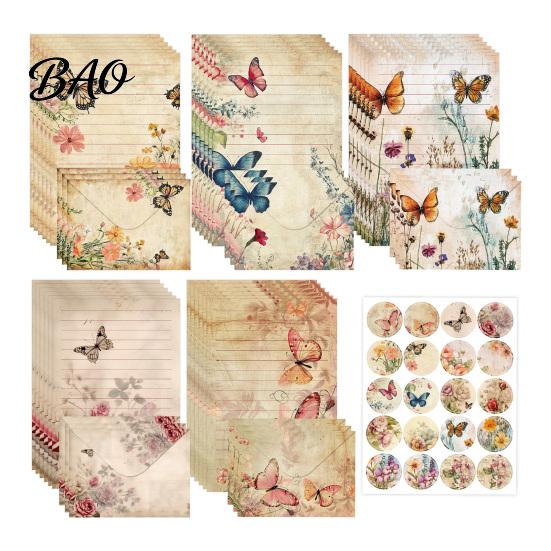 Writing Paper for Gift Giving Watercolor Letterhead Set, Envelopes Letter And Stickers Kit, Handwritten Correspondence Birthday Messages Stationery