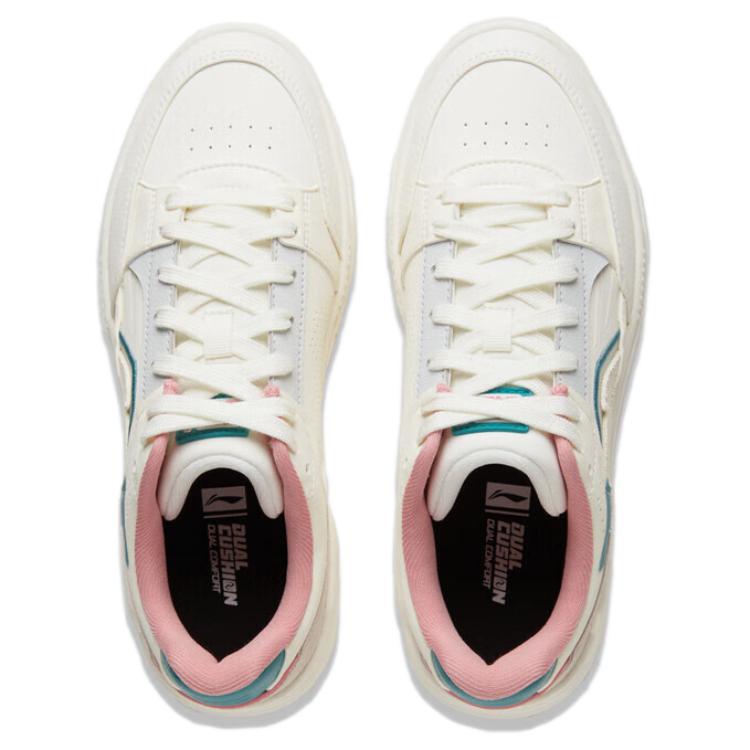 Li Ning Common 80s Мягкая подошва с толстым отскоком, увеличенная высота, удобные универсальные нескользящие износостойкие низкие кроссовки для скейтбординга, женские кроссовки AGCU040-2