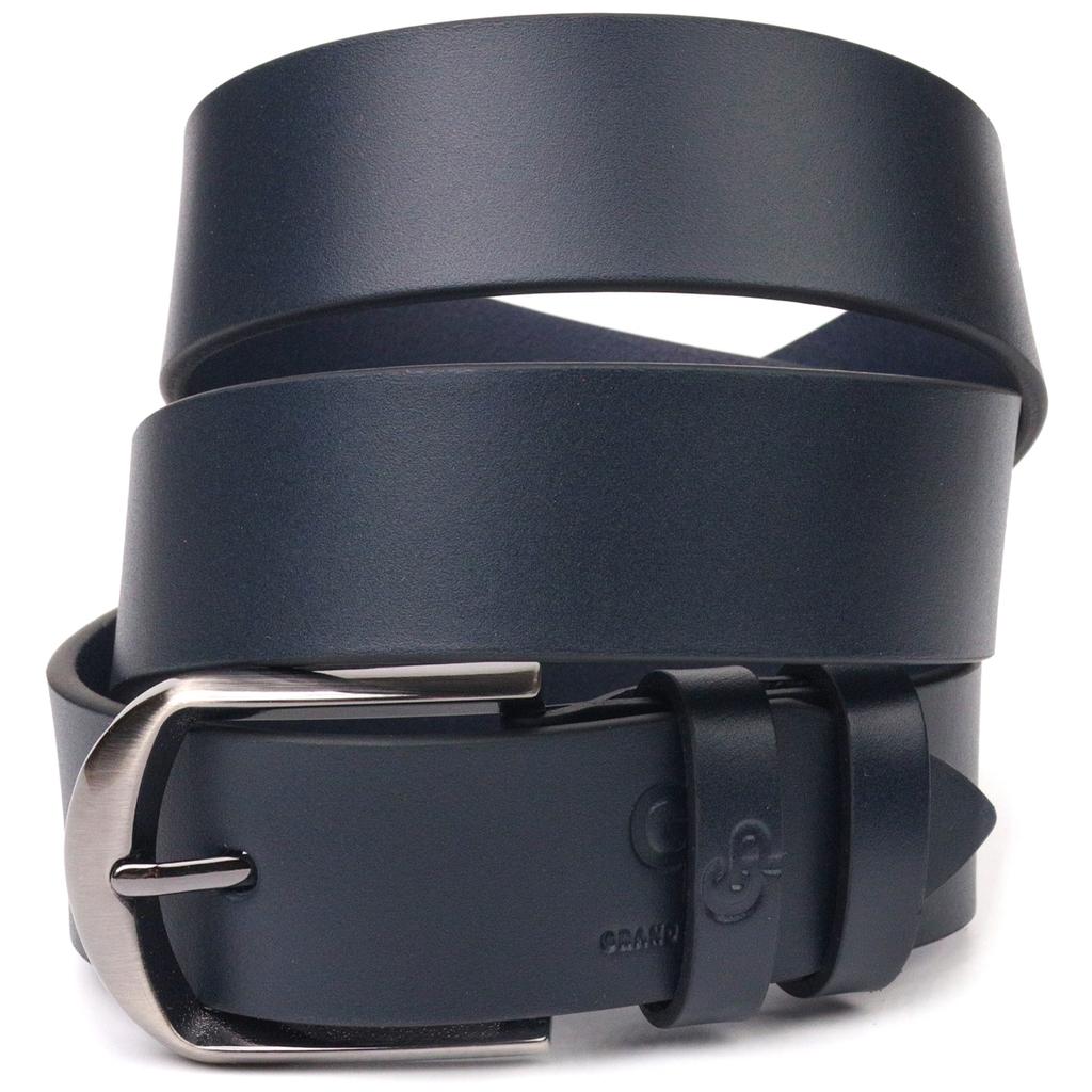 Добротный мужской ремень под брюки из натуральной кожи GRANDE PELLE Leather Belt 21453 Синий