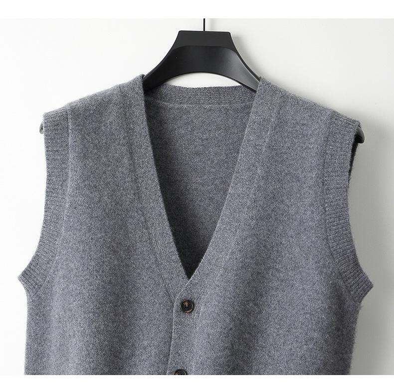 Мужской вязаный жилет однотонный 100% шерсть Business Casual - Коллекция Осень/Зима