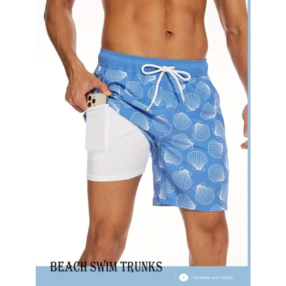 Мужские пляжные шорты - эластичные, дышащие, идеально подходят для активного отдыха летом. Двухслойные пляжные шорты