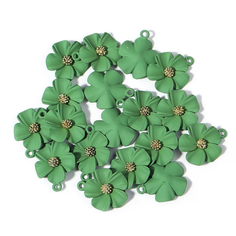 Colored Five Petal Flower Pendant Women Summer Lovely Bracelets Necklace Charms Diy Alloy Jewelry Making Accessories