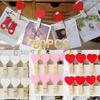 50Pcs Mini Hearts Wooden Pegs Photo Clips Craft Wedding Party Home Decor