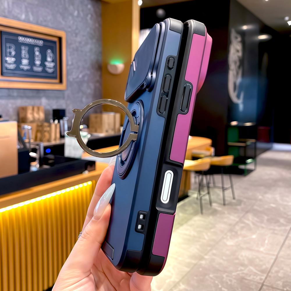 Ударопрочный бронированный чехол для iPhone 18 17 16 15 14 13 12 11 Pro Max Plus 17E 16E E 18Pro 17Pro iPhone17 Подставка Сдвижная крышка камеры