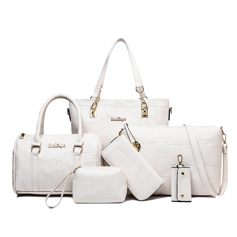 Женская сумка, новый глянцевый набор из пяти предметов с узором крокодила, сумка «мать и дитя», женская сумка-мессенджер большой вместимости, сумка через плечо, ручная сумка.