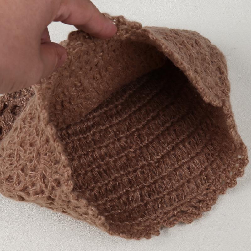 Early autumn new solid color simple hollow temperament pullover hat literary and versatile atmosphere versatile wool hat