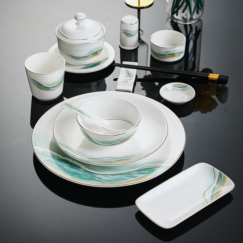 Набор посуды, элитная клубная столовая, набор посуды с китайским пейзажем