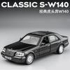 1:32 Mercedes Benz S W140, модель автомобиля из сплава, звуковой свет, откатной светильник, звуковой сплав, модель автомобиля, игрушки для детей