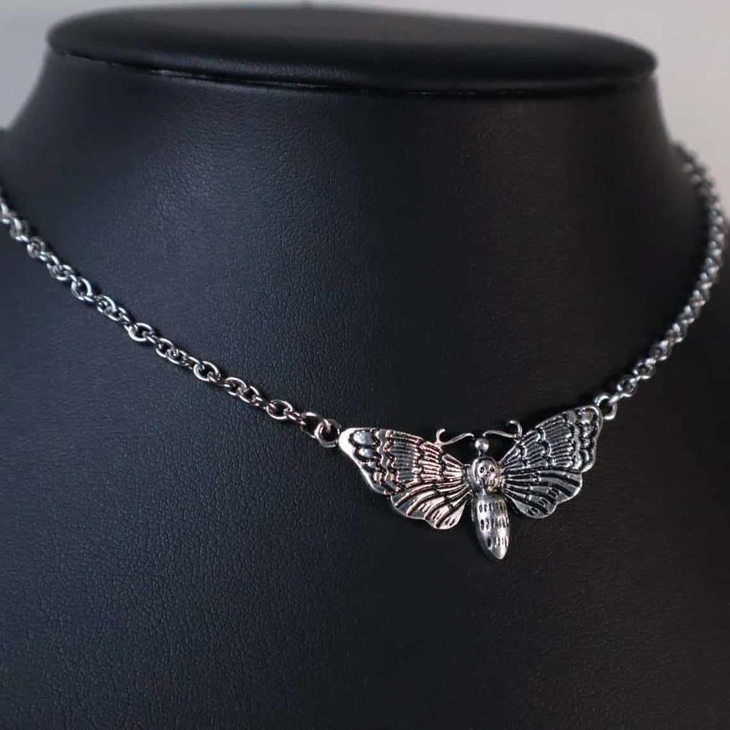 Gothic Death's-head Moth Necklace - Gold or Silver Alternative Pendant Jewelry for Men and Women