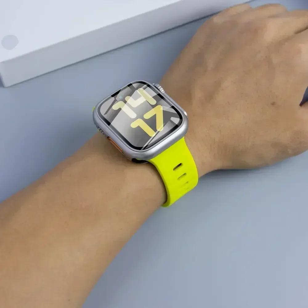 Водонепроницаемый чехол 360 + силиконовый ремешок для Apple Watch 9 8 7 Обновление внешнего вида ремешка Ультра 49 мм Iwatch Серии 8 7 6 SE 5 4 3 2 1