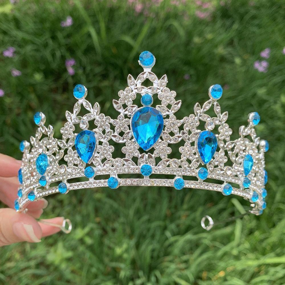 Shiny Baroque Crown Elegant Princess Rhinestone Crown Exquisite Bridal Tiara Women/Girls
