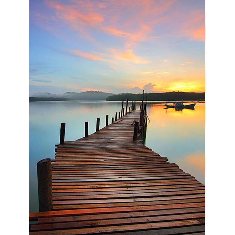 Алмазная картина 5D DIY Приморский Полный дрель Квадратная Алмазная вышивка Закат Картина горный хрусталь Пейзаж Настенный декор