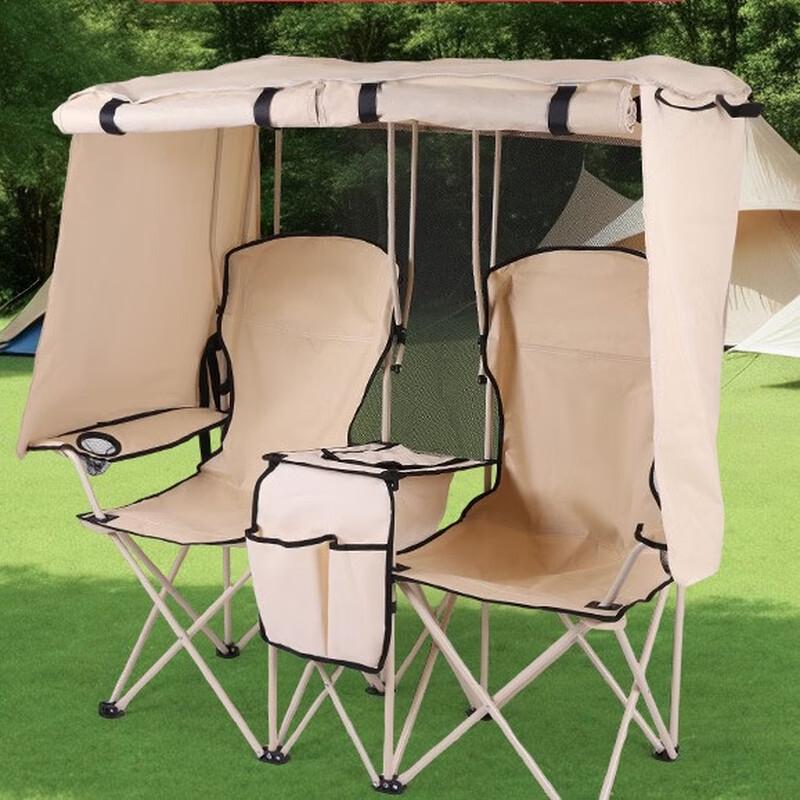 Outdoor Double Folding Director's Chair with Canopy