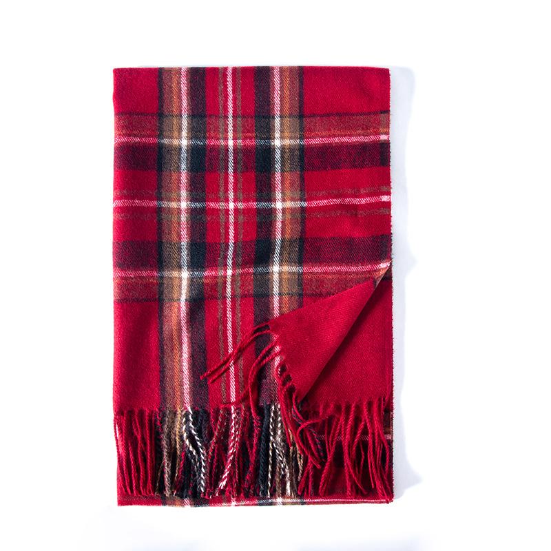 Women's Autumn Winter Thicken Warm Cashmere-like Long Scarf Fashion Plaid Shawl Tassel Pashmina