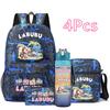4Pcs/set Cute Printed Backpack Water Bottle Teenger Student Boy Girl Large Capacity Bookbag Schoolbag Travel Bag Kid Gift