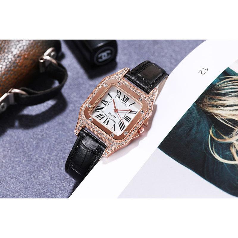 Легкие роскошные женские часы с римскими бриллиантами, модные подарочные кварцевые часы