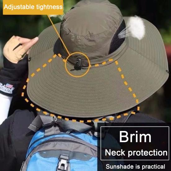 Мужская шляпа рыбака с большой полостью, защитой от ультрафиолета и солнечных лучей, с сеткой, ветрозащитным ремешком, защитой полей, быстросохнущая