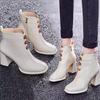 2024 White Ankle Rock Basic Zipper Brand Women's Shoes High Heel Boots Boots-Women Round Toe Fashion Stiletto Rubber Ladies
