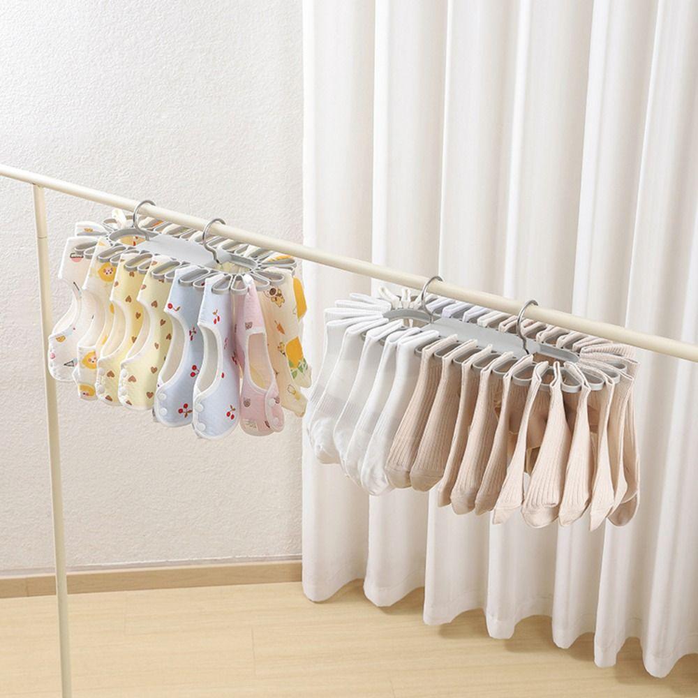Folding Socks Drying Rack with 32 Clips Underwear Hanging Clip Durable Clothes Hanger