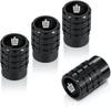 Air Valve Cap, Crown, High-Grade Alloy, for Cars and Motorcycles, Tire Valves, Set of 4, Crown, Black
