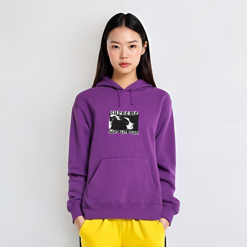Supreme Dog Eat Dog Hooded Sweatshirt 'Purple Black White' Men's SUP-SS22-186