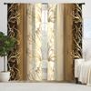 2pcs Elegant Golden Flower And Swan Printed Curtain For Home Decor Rod Pocket Window Treatment For Bedroom Office Kitchen Room