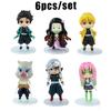 6pcs/set Q Version Demon Slayer Action Figure, Sitting Ghost Doll, Tanjiro, Nidouzi, Inosuke, Zenizu Movie Model Toys, gift box