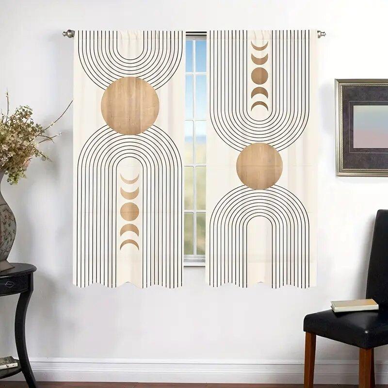 Simple Geometric Circular Line - Pole Bag Curtains, Bedroom And Kitchen Decoration, Home Decoration, Living Room Decoration