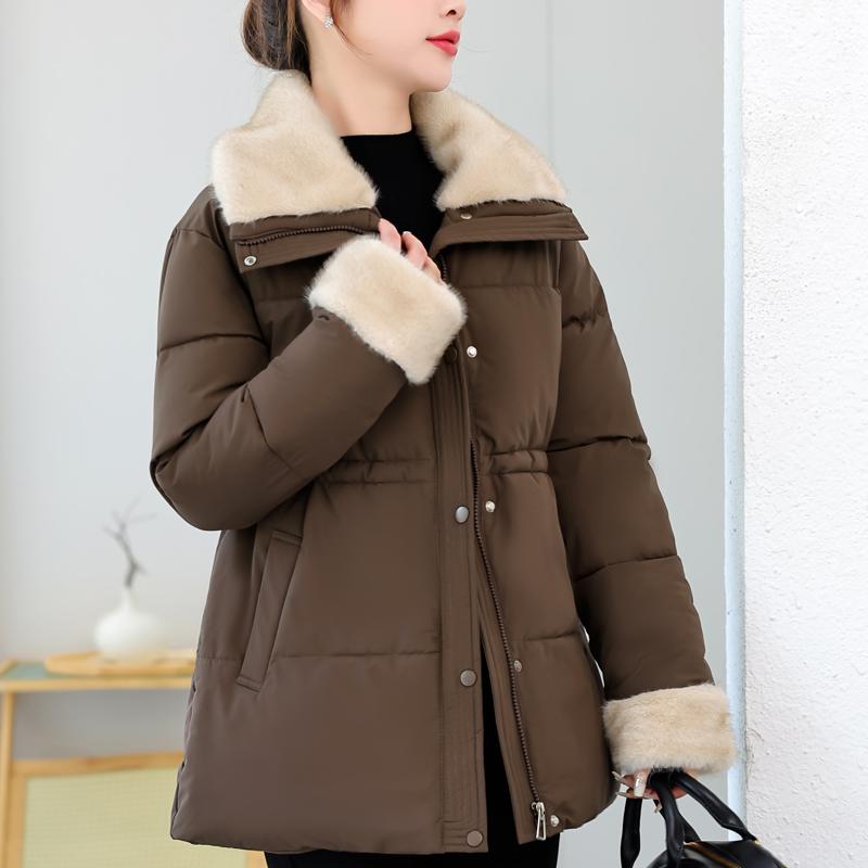 Fashion Winter Coat Female Warm Parkas Faux Fur Collar Casual Thick Women Jackets