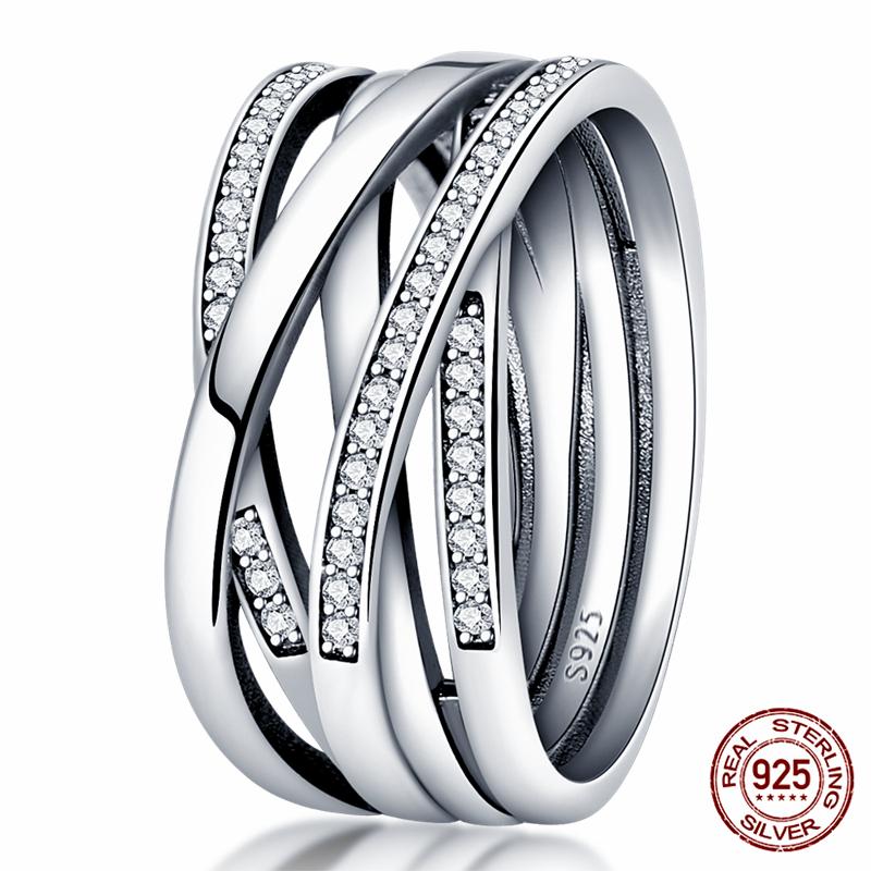 Абсолютно новое 100% подлинное 925 серебряное женское кольцо оригинальное сердце корона розовое золото кристалл обручальное кольцо годовщина свадьбы ювелирное изделие