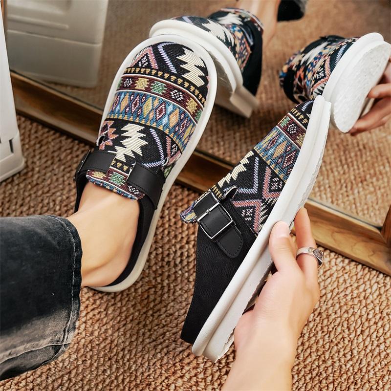 Большой размер 47 роскошные мужские полутапочки сандалии удобные дышащие парусиновые повседневные туфли мужские модные кроссовки для отдыха мужские тапочки сланцы обувь мужская