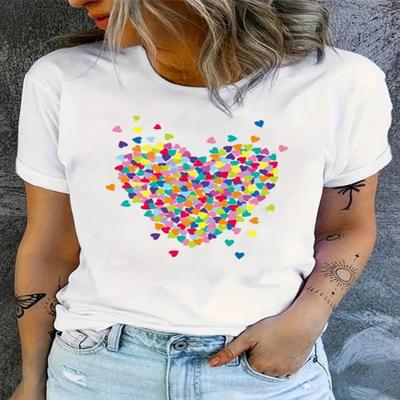 Летняя Новая Женская Футболка с 3D-принтом, Круглым Вырезом, Свободная, с Коротким Рукавом