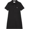Jeans Embroidered Logo Polo Neck Solid Color Short Sleeve Dress Women Dresses Black J222371-BEH