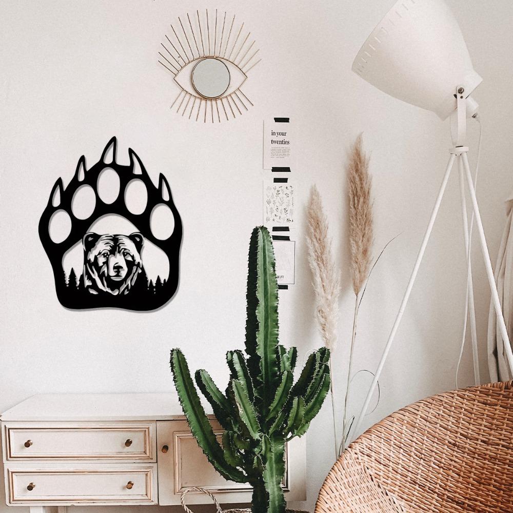 1 шт. Металлический настенный декор, медвежья лапа, декор для гостиной, настенный знак, металлический декор для медведя, украшения в деревенском стиле для охоты на медвежью лапу