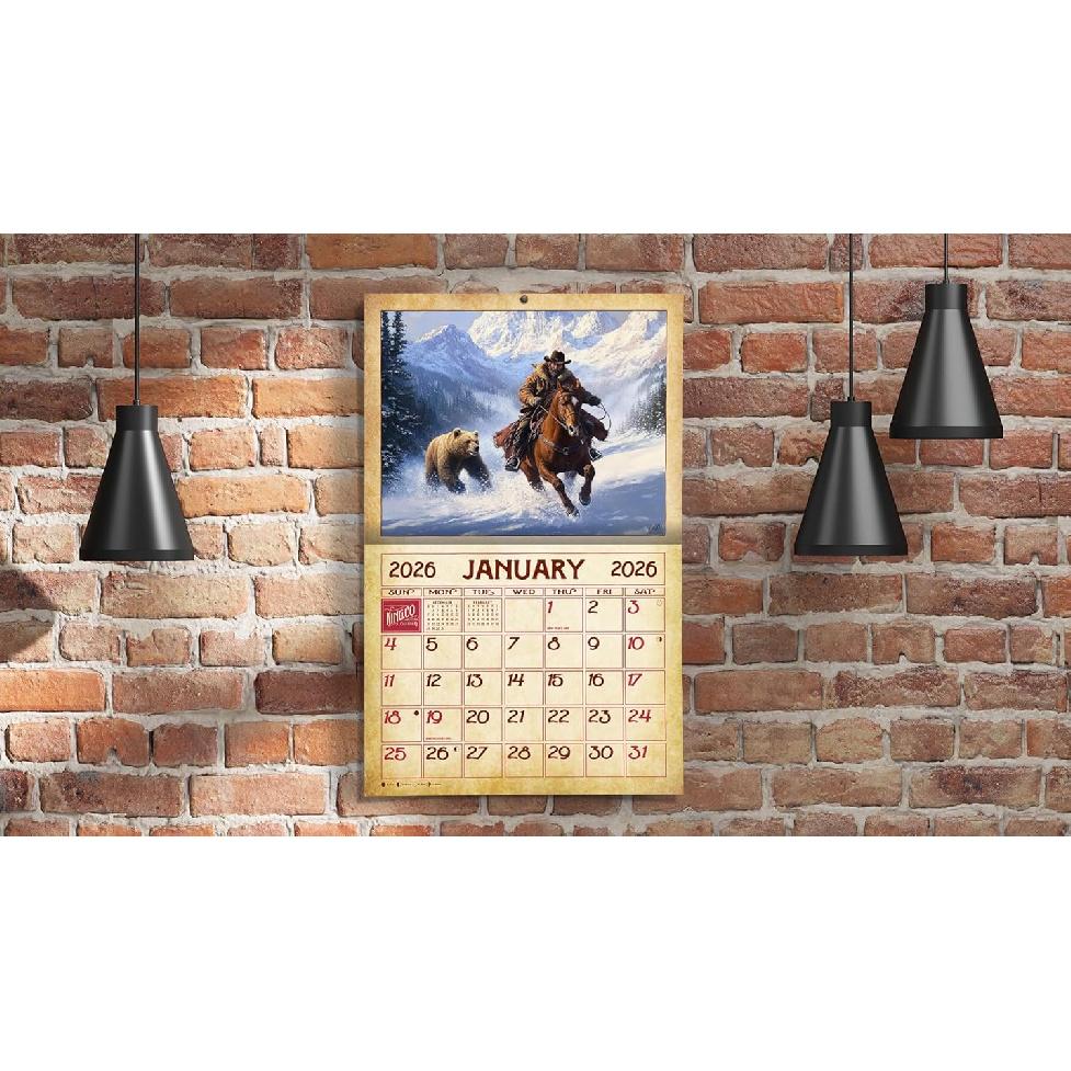 2026 Vintage Old West Wall Calendar 16-Month X-Large Size 14x22, Retro Western Calendar by The KING Company-Monster Calendars