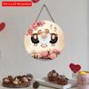 2D Flat 20cm1pc Eid Festival Cartoon Cute Sheep Pattern Round Wooden Pendant, Taste Delicous Food Carnival Theme Home Hanging Decor, Wood Crafted Art