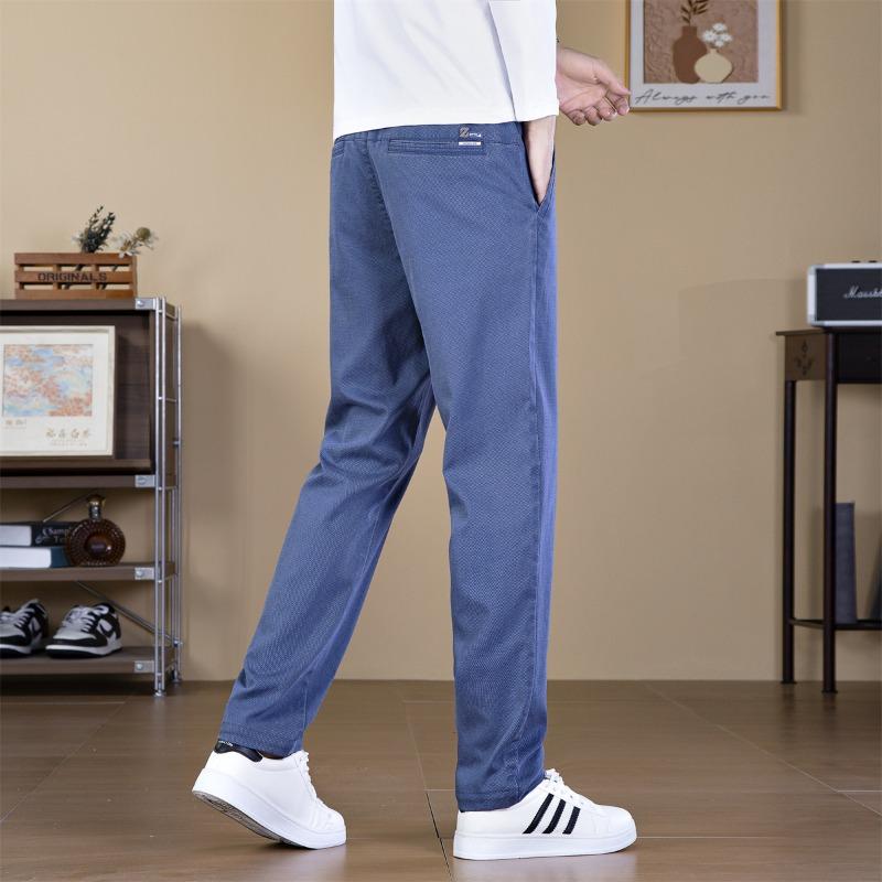 Мужские брюки в стиле business casual, мужские осенне-зимние эластичные дышащие брюки, синие прямые, модные свободные брюки для мальчиков