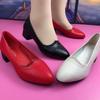Soft Sole Comfortable Soft Leather Work Shoes Comfortable Mid-heel Four Seasons Women's Thick-heeled Non-slip Leather Shoes