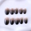 24Pcs Press On Nails Black Gradient Color Short Oval Fake Nails Acrylic Press On Nails for Women Fashion Nail Art