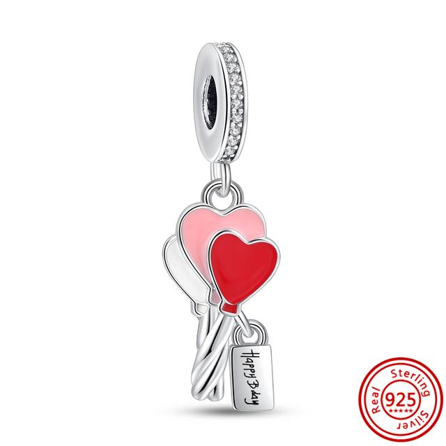 925 Серебряных Красочных Воздушных Шаров Дом Сердце Подвески Для Мальчиков Девочек Классические Бусины Подходит Подвески Браслет Ювелирные Изделия