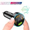 6 Ports Super Fast Car Charger PD QC 3.0 USB C Car Charger 250W Quick Charging Adapter for Phone