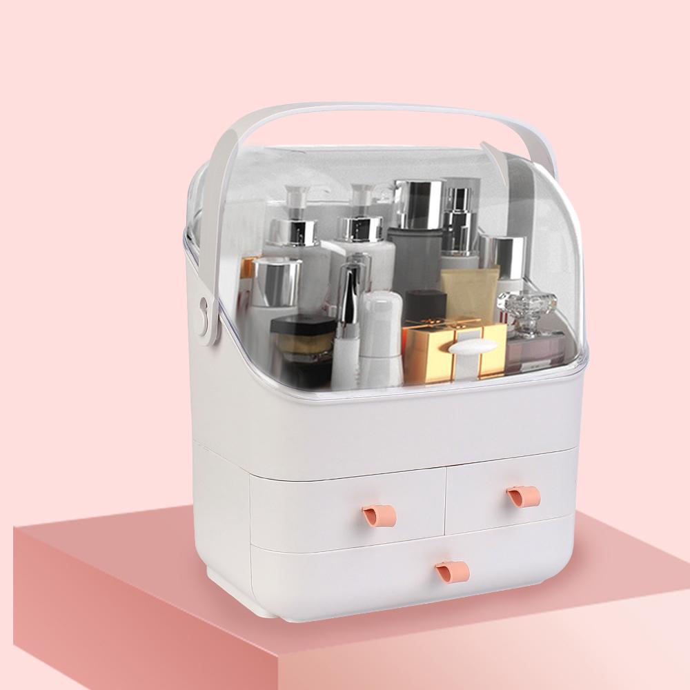 Контейнер для хранения дома Пластиковый ящик для хранения косметики Водонепроницаемый и пыленепроницаемый Модный органайзер для макияжа большой вместимости