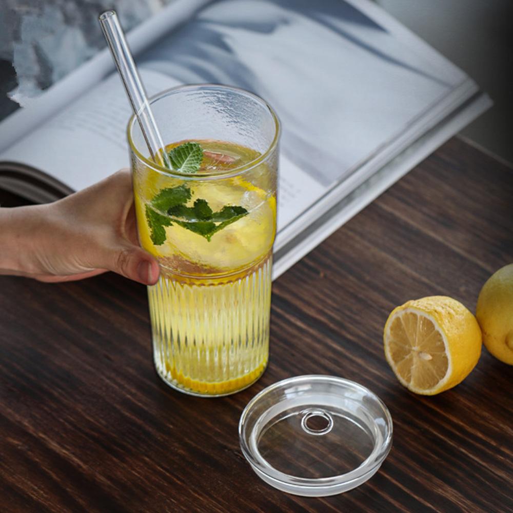 600 мл полосатый стеклянный стакан с крышкой и трубочкой прозрачный лед американская кофейная чашка летняя ледяная питьевая чашка чашка для чая с пузырьками стакан для сока